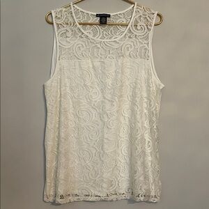 Adrianna Papell Ivory Lace Tank Top